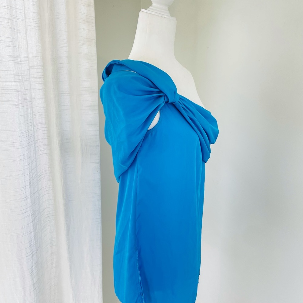 Baja East 2 Blue Knotted One Shoulder Top - Picture 6 of 11
